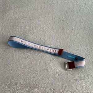 J. McLaughlin Blue and Pink Belt with Silver Buckle